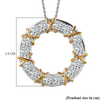 Royal Bali Collection - D'Joy Moissanite Circle Pendant with Chain (Size 20) in Yellow Gold Plated & Platinum Overlay Sterling Silver 1.40 Ct