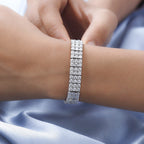 Moissanite Bracelet (Size - 7) in Platinum Overlay Sterling Silver 16.38 Ct, Silver Wt. 19.30 Gms