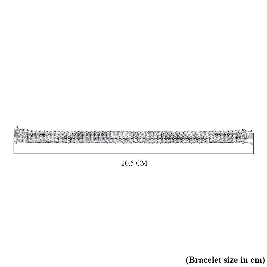Moissanite Bracelet (Size - 7) in Platinum Overlay Sterling Silver 16.38 Ct, Silver Wt. 19.30 Gms