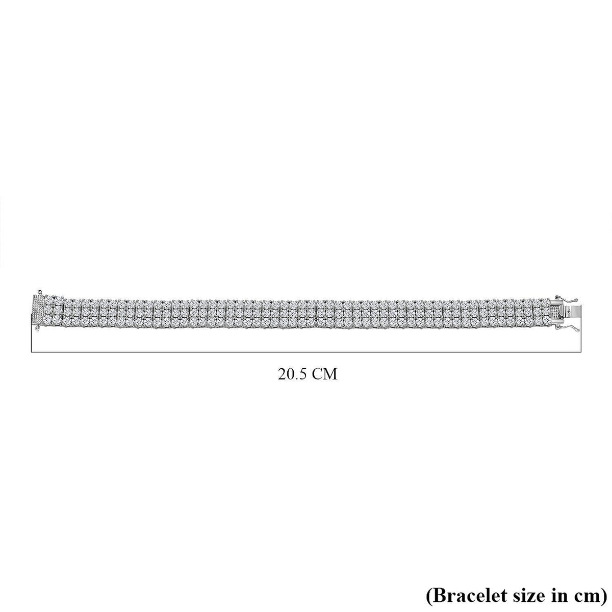 Moissanite Bracelet (Size - 7) in Platinum Overlay Sterling Silver 16.38 Ct, Silver Wt. 19.30 Gms 7383230 4