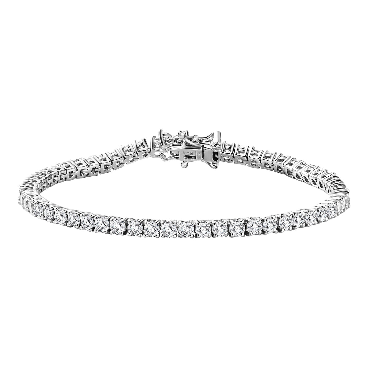 Moissanite Tennis Bracelet (Size - 7) in Platinum Overlay Sterling Silver 5.78 Ct, Silver Wt. 10 Gms 7659917 0