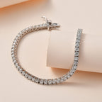 Moissanite Tennis Bracelet (Size - 7.5) in Platinum Overlay Sterling Silver 6.32 Ct, Silver Wt. 11.02 Gms