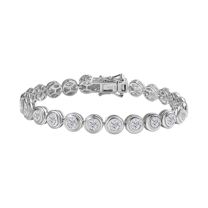 Moissanite Tennis Bracelet (Size - 7.5) in Platinum Overlay Sterling Silver 5.65 Ct, Silver Wt 15.53 GM 7747197 1