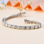 Moissanite Tennis Bracelet (Size - 7) in Rhodium Overlay Sterling Silver 11.45 Ct