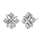 Moissanite Stud Earrings in Platinum Overlay Sterling Silver