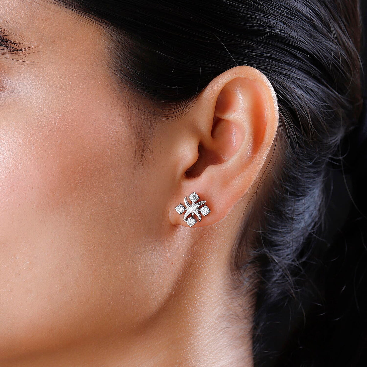 Moissanite Stud Earrings in Platinum Overlay Sterling Silver 7567646 2