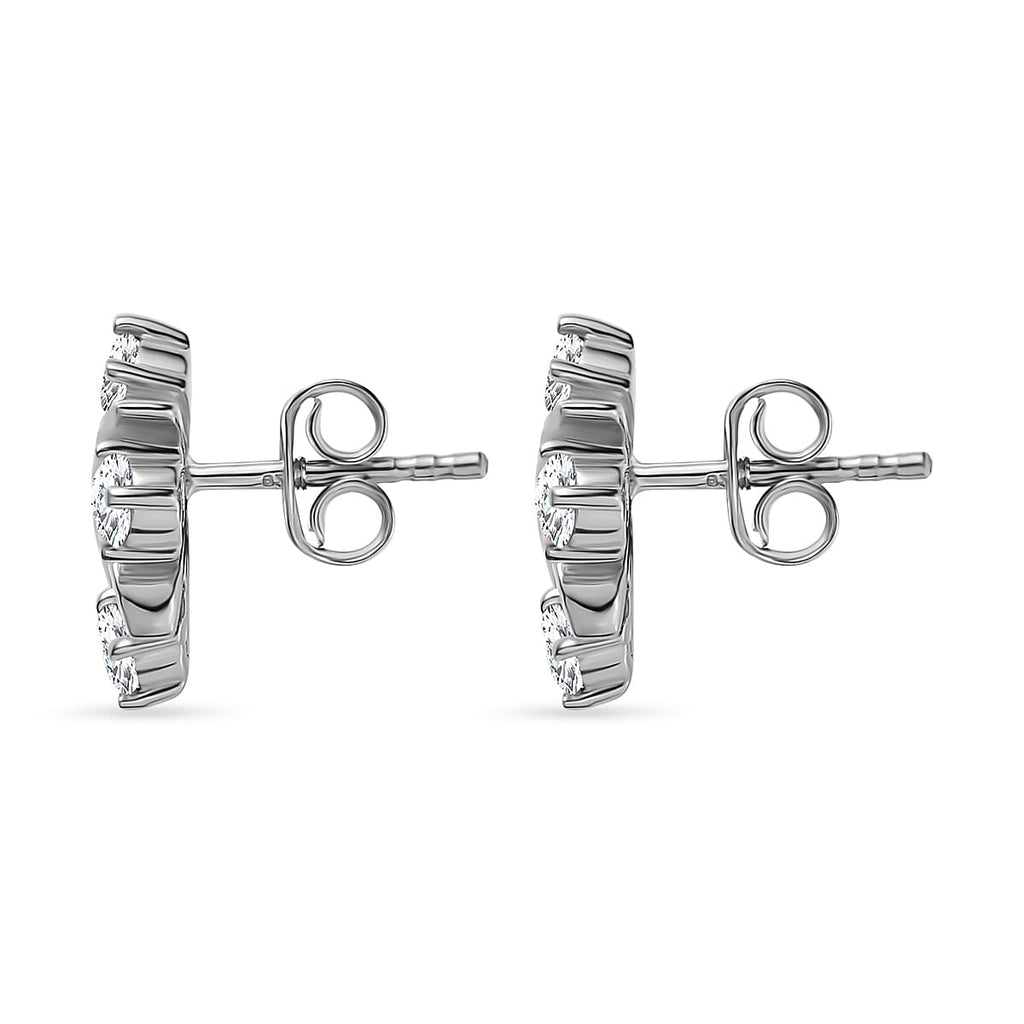Moissanite Stud Earrings in Platinum Overlay Sterling Silver
