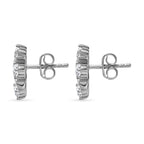 Moissanite Stud Earrings in Platinum Overlay Sterling Silver