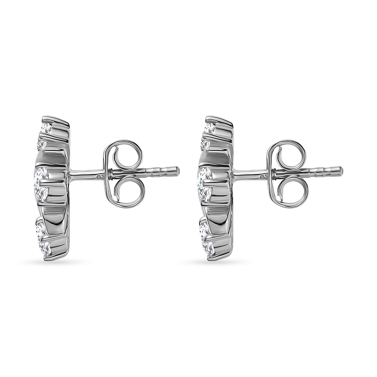 Moissanite Stud Earrings in Platinum Overlay Sterling Silver 7567646 3