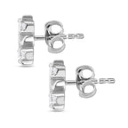 Moissanite Cross Stud Earrings in Rhodium Overlay Sterling Silver
