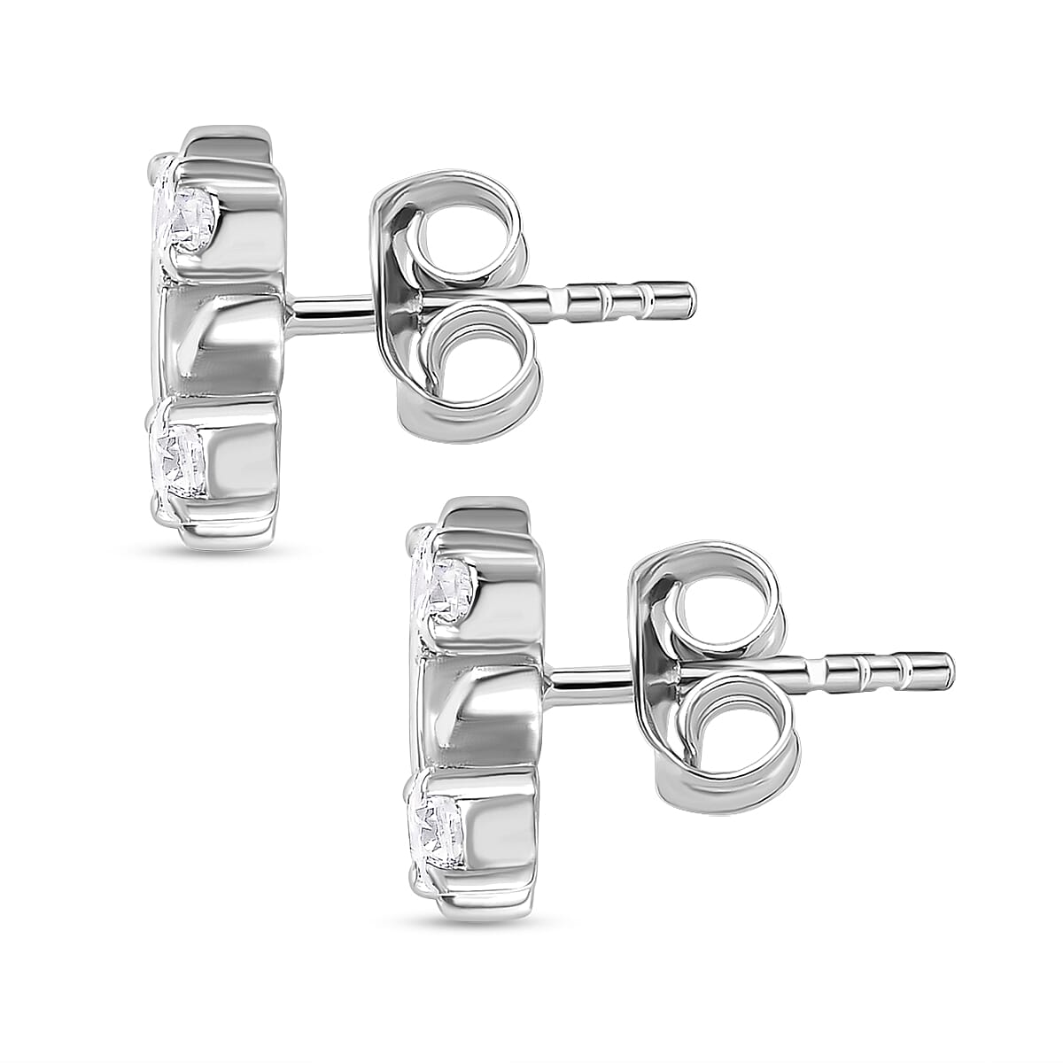 Moissanite Cross Stud Earrings in Rhodium Overlay Sterling Silver 7783963 3