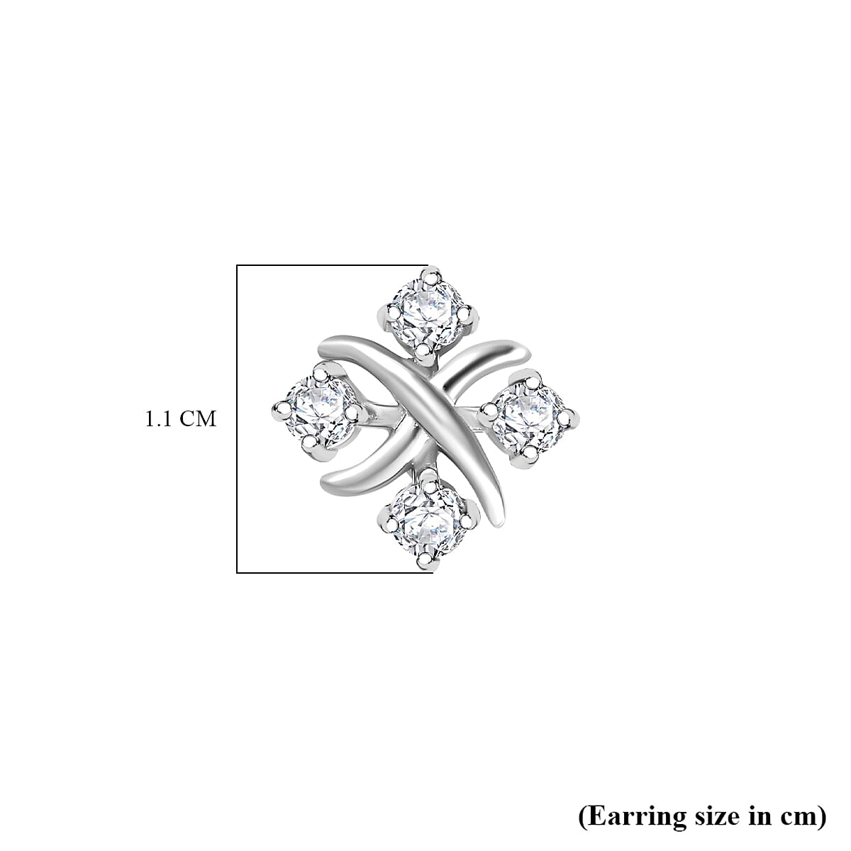 Moissanite Cross Stud Earrings in Rhodium Overlay Sterling Silver 7783963 4