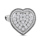 Moissanite Heart Ring in Platinum Overlay Sterling Silver 1.05 Ct.