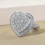 Moissanite Heart Ring in Platinum Overlay Sterling Silver 1.05 Ct.