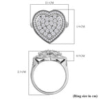 Moissanite Heart Ring in Platinum Overlay Sterling Silver 1.05 Ct.