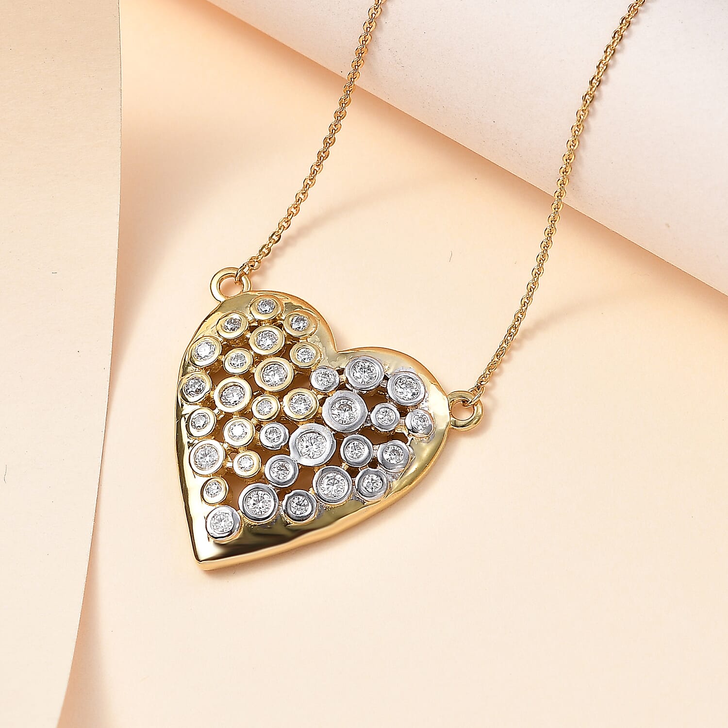Moissanite Fire and Ice Heart Necklace (Size - 20) in 18K Vermeil Yellow Gold Plated Sterling Silver 1.50 Ct. 7784980 3