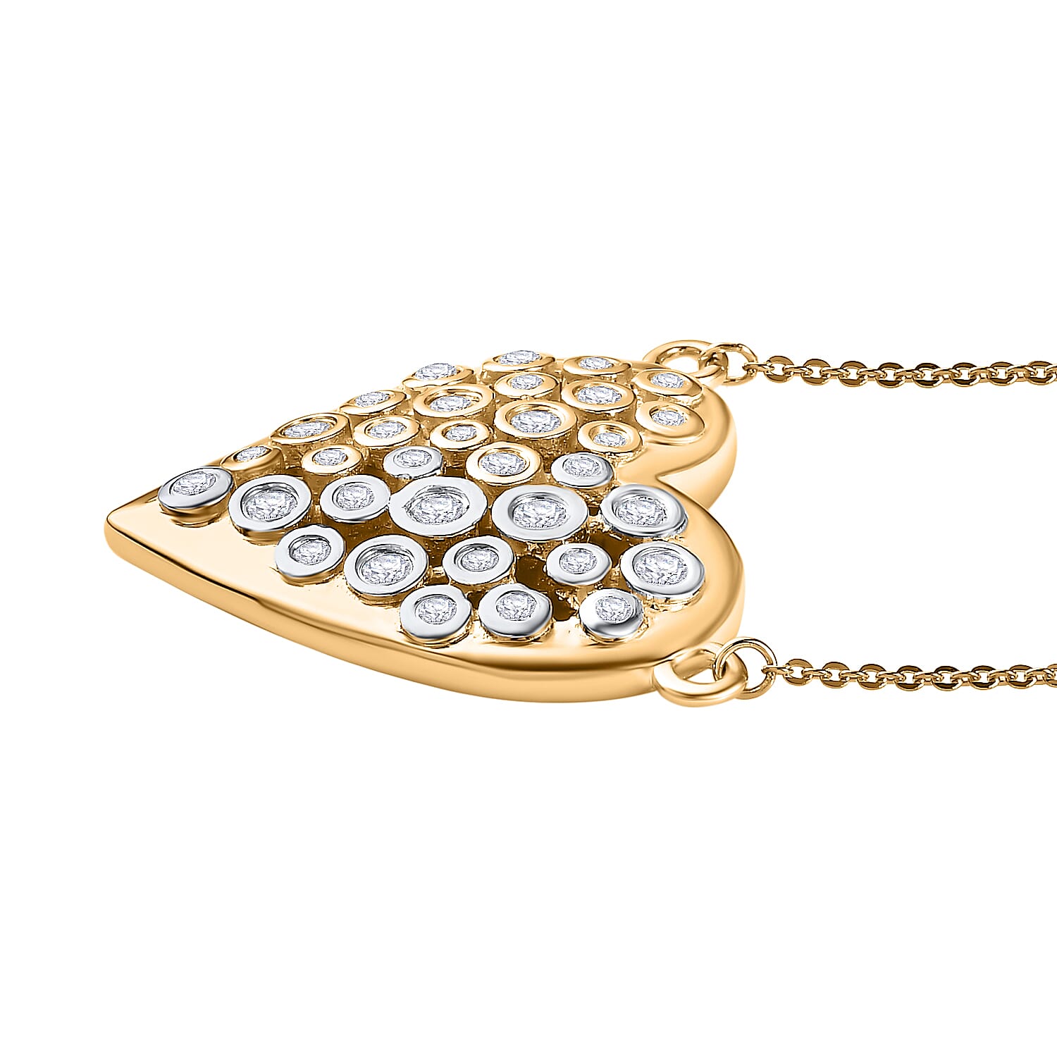 Moissanite Fire and Ice Heart Necklace (Size - 20) in 18K Vermeil Yellow Gold Plated Sterling Silver 1.50 Ct. 7784980 4