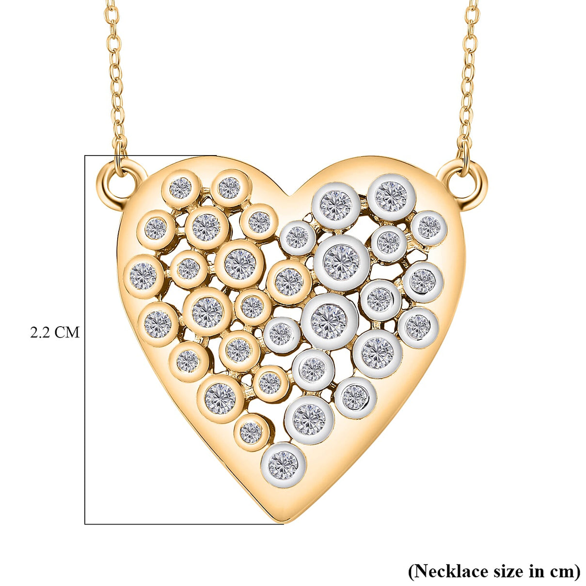 Moissanite Fire and Ice Heart Necklace (Size - 20) in 18K Vermeil Yellow Gold Plated Sterling Silver 1.50 Ct. 7784980 6