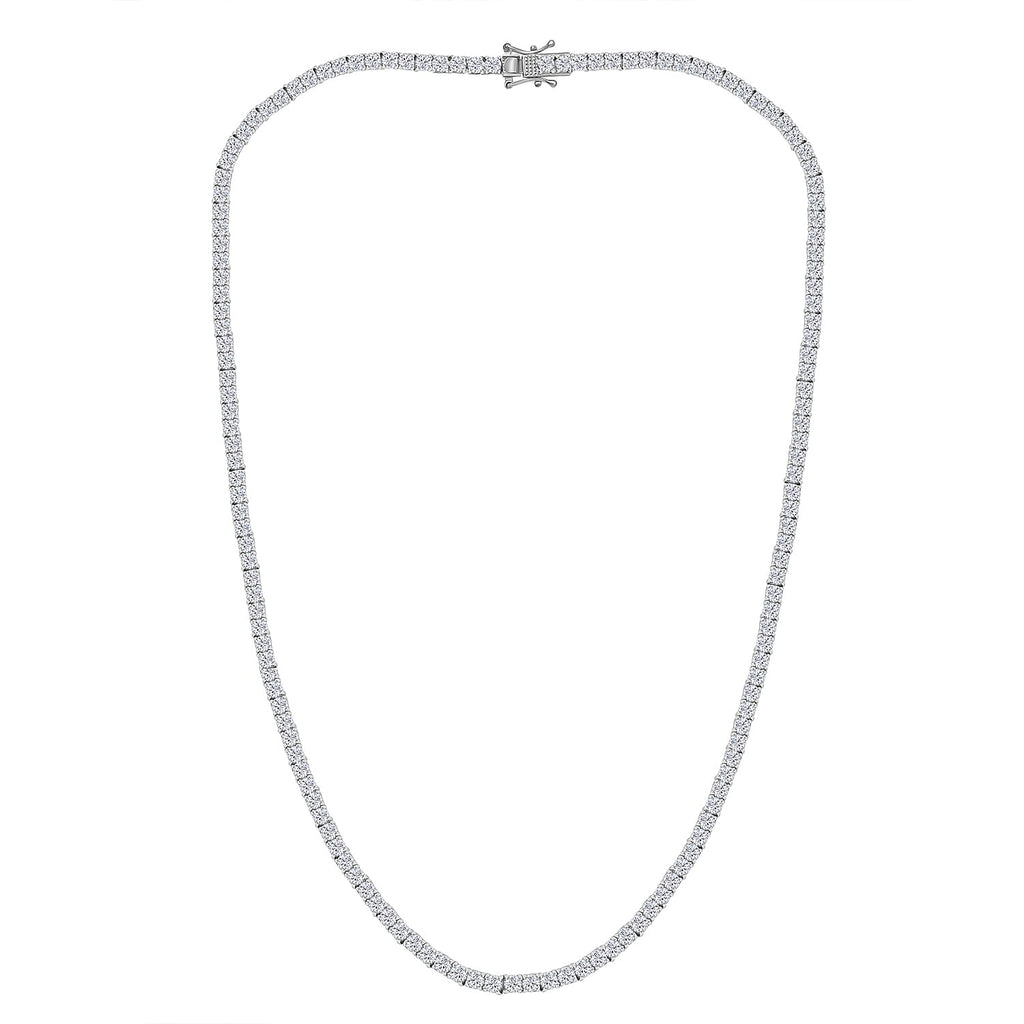Moissanite Cluster Necklace (Size - 20) with GB Lock Box in Rhodium Overlay Sterling Silver 14.20 Ct, Silver Wt. 21.08 Gms.