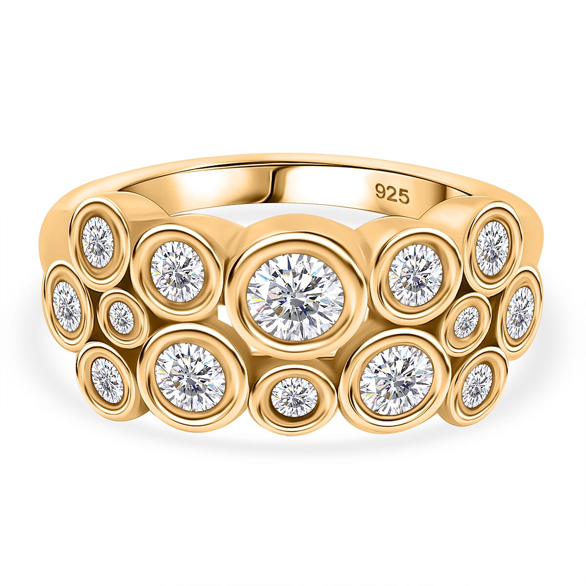 Moissanite Cluster Ring in 18K Vermeil Yellow Gold Plated Sterling Silver 0.97 Ct. 7864785 0