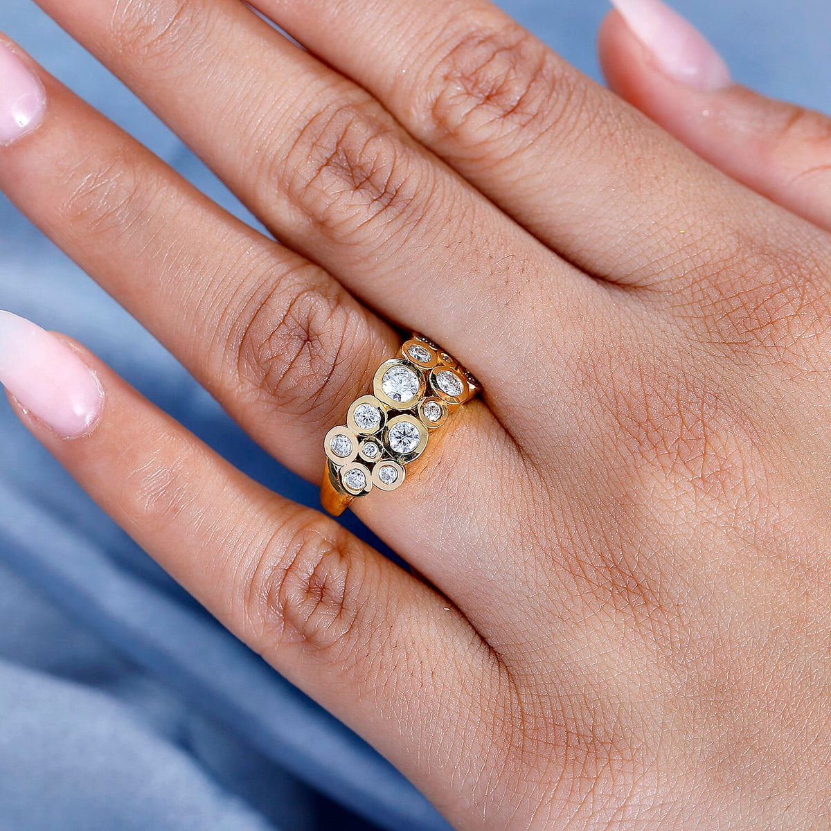 Moissanite Cluster Ring in 18K Vermeil Yellow Gold Plated Sterling Silver 0.97 Ct. 7864785 2