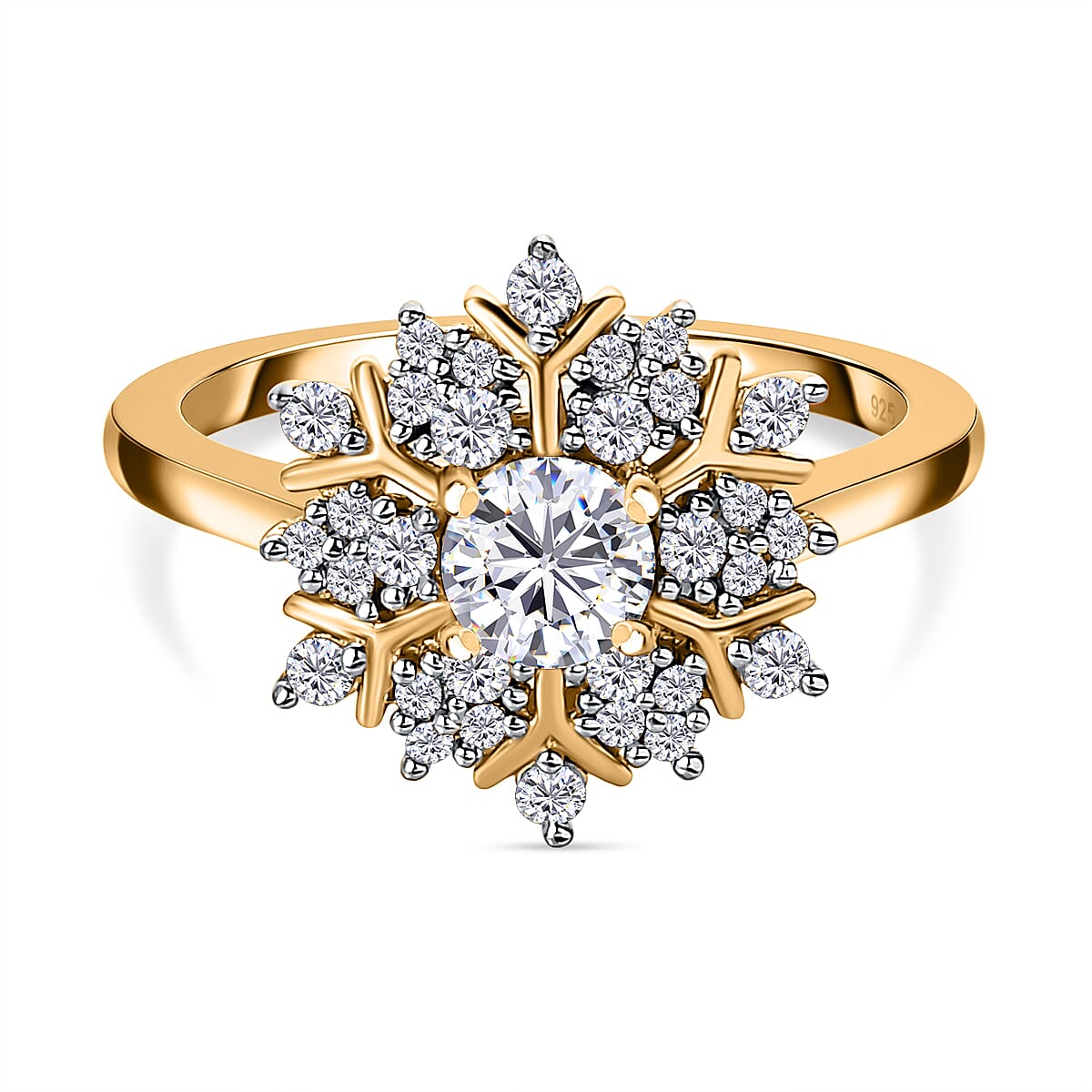 D'Joy - Moissanite Cluster Ring in 18K Vermeil Yellow Gold Plated Sterling Silver 7560813 0