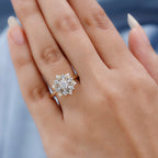 Moissanite Cluster Ring in 18K Yellow Gold Vermeil Plated Sterling Silver