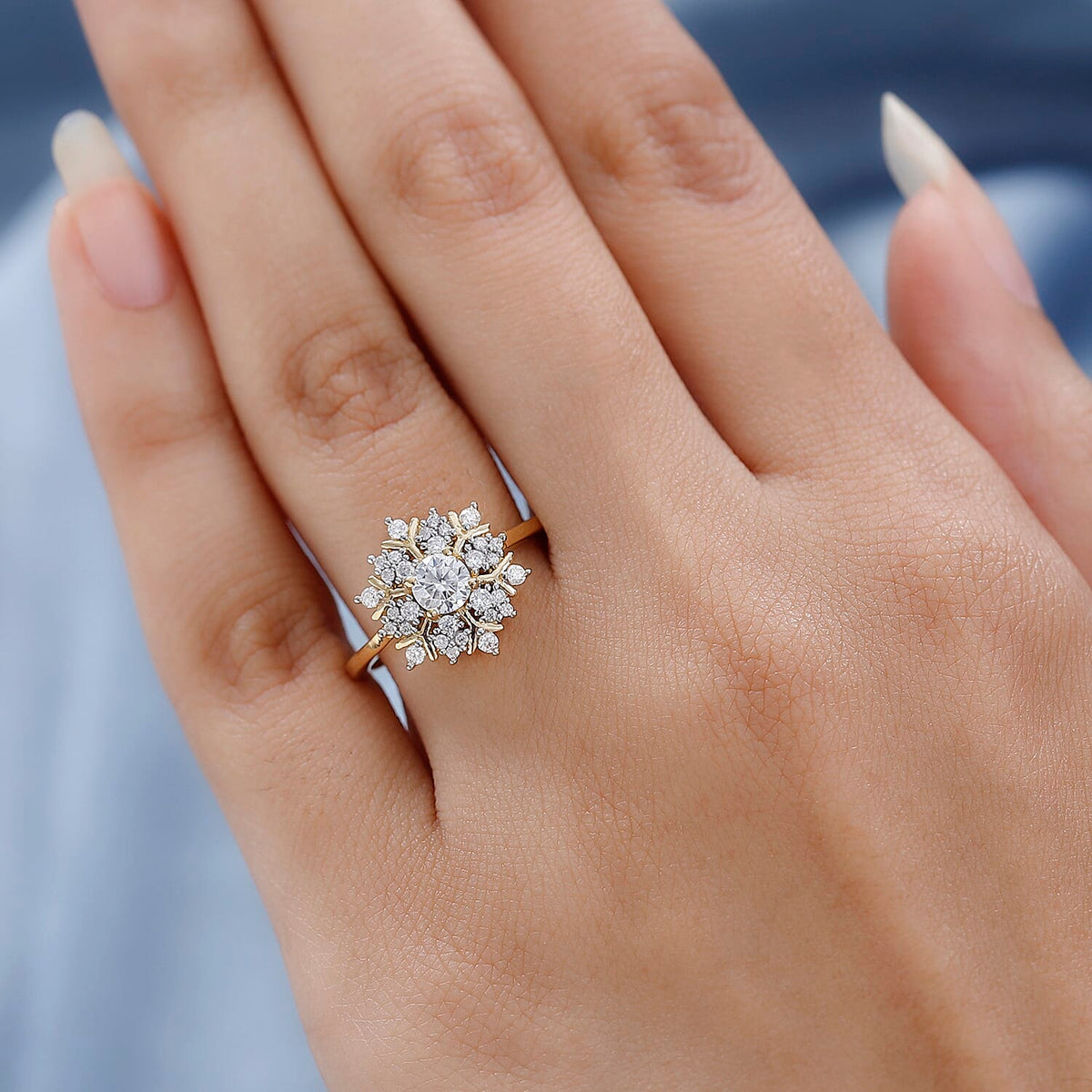 D'Joy - Moissanite Cluster Ring in 18K Vermeil Yellow Gold Plated Sterling Silver 7560813 5