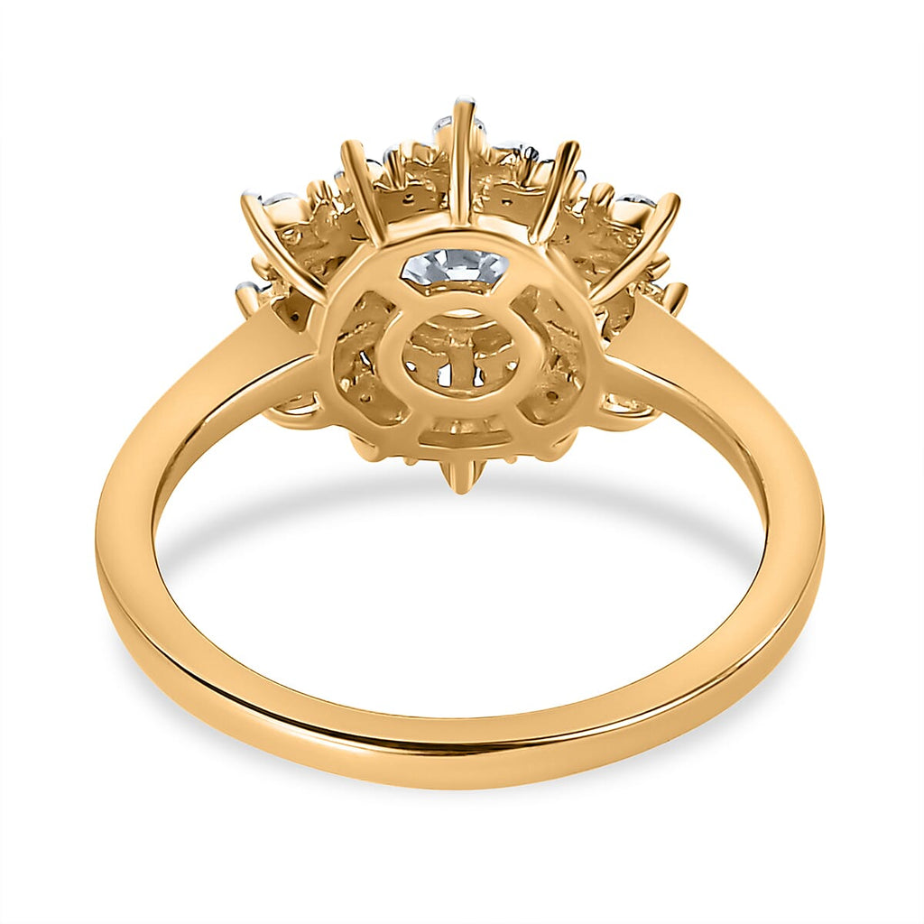 Moissanite Cluster Ring in 18K Yellow Gold Vermeil Plated Sterling Silver