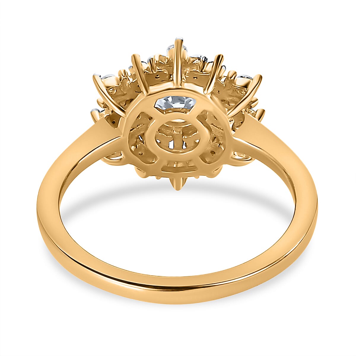 D'Joy - Moissanite Cluster Ring in 18K Vermeil Yellow Gold Plated Sterling Silver 7560813 9