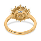 Moissanite Cluster Ring in 18K Yellow Gold Vermeil Plated Sterling Silver