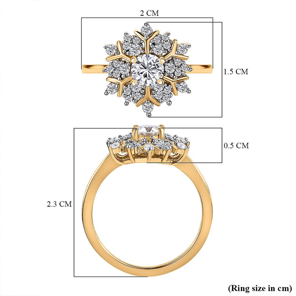 Moissanite Cluster Ring in 18K Yellow Gold Vermeil Plated Sterling Silver