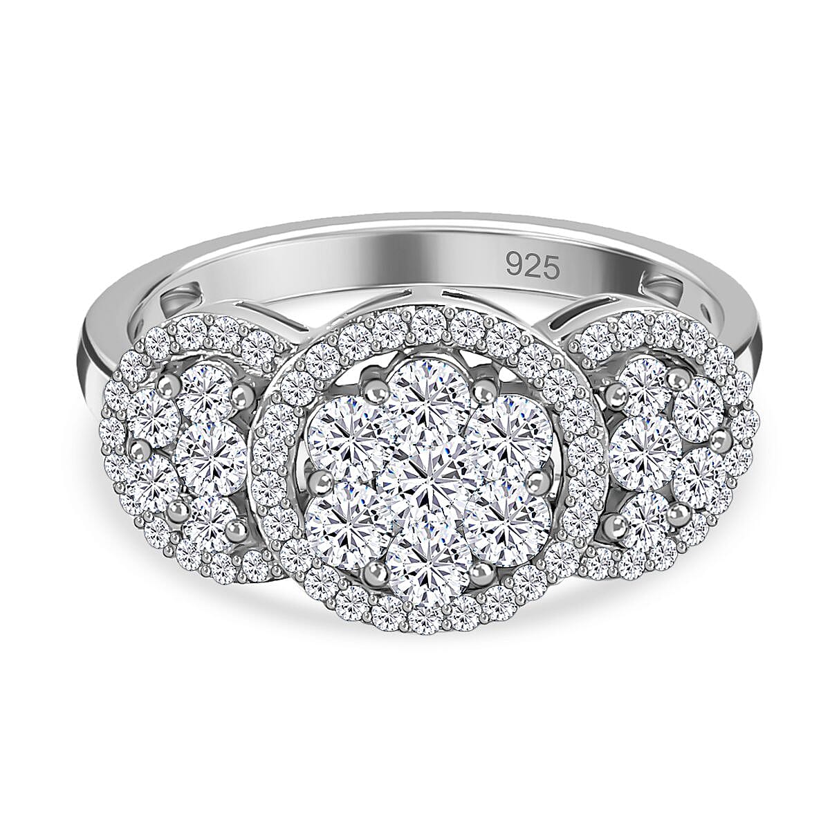 Moissanite Ring in Platinum Overlay Sterling Silver 7560669 0