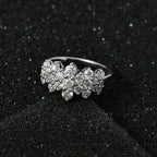 Moissanite Boat Cluster Ring in Platinum Overlay Sterling Silver 1.25 Ct