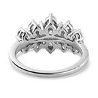 Moissanite Boat Cluster Ring in Platinum Overlay Sterling Silver 1.25 Ct