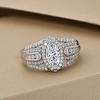 Moissanite Cluster Ring in Platinum Overlay Sterling Silver 1.56 Ct.