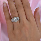 Moissanite Cluster Ring in Platinum Overlay Sterling Silver 1.56 Ct.