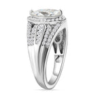 Moissanite Cluster Ring in Platinum Overlay Sterling Silver 1.56 Ct.