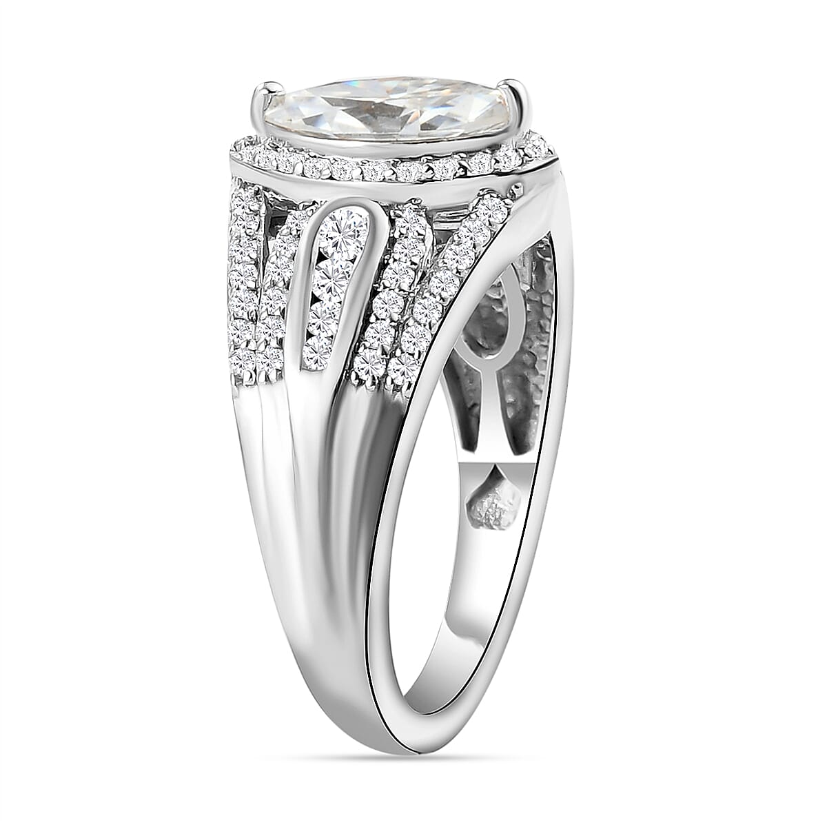Moissanite Cluster Ring in Platinum Overlay Sterling Silver 1.56 Ct. 7073650 3