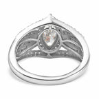 Moissanite Cluster Ring in Platinum Overlay Sterling Silver 1.56 Ct.