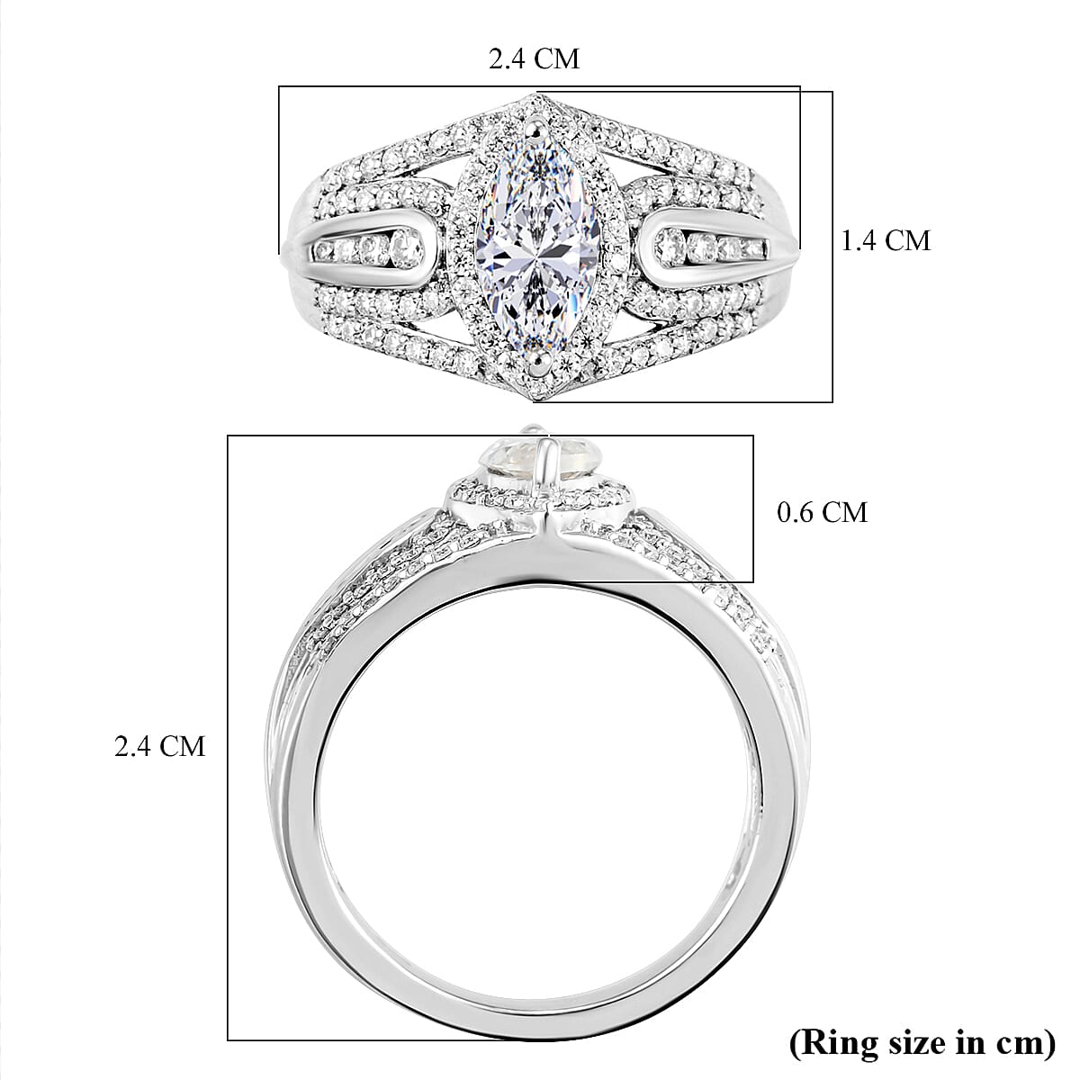Moissanite Cluster Ring in Platinum Overlay Sterling Silver 1.56 Ct. 7073650 5