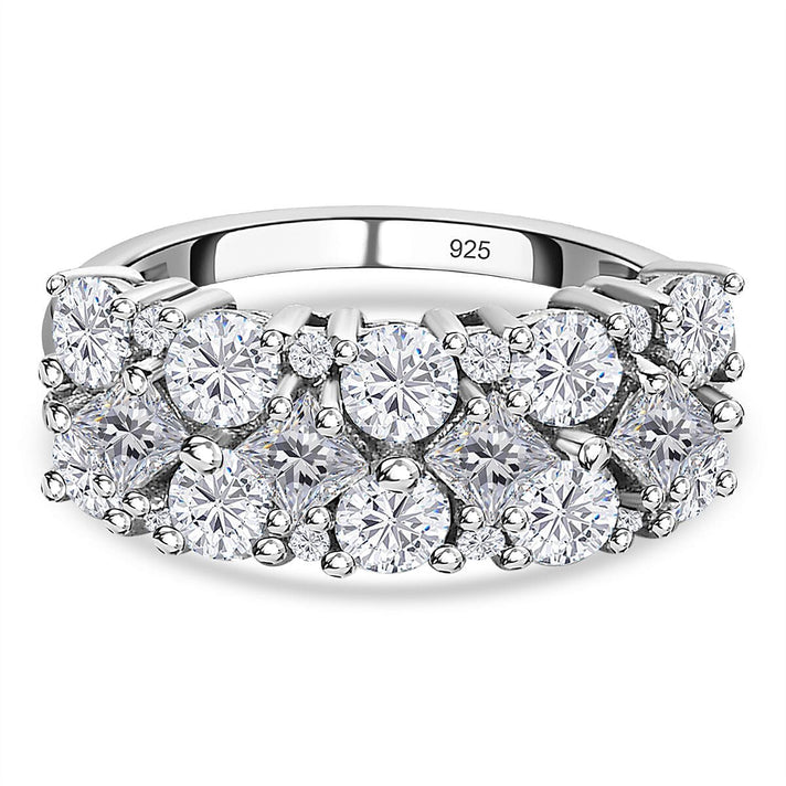 D'Joy - Moissanite Cluster Ring in Platinum Overlay Sterling Silver 2.20 Ct. 7560292 1