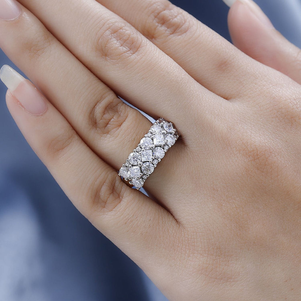 D'Joy Moissanite Cluster Ring in Platinum Overlay Sterling Silver 2.33 Ct.