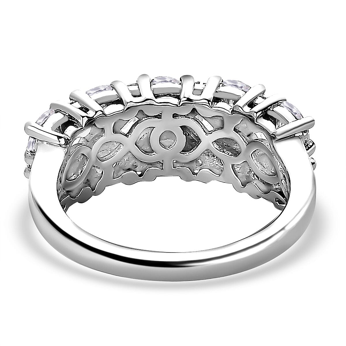 D'Joy - Moissanite Cluster Ring in Platinum Overlay Sterling Silver 2.20 Ct. 7560292 4