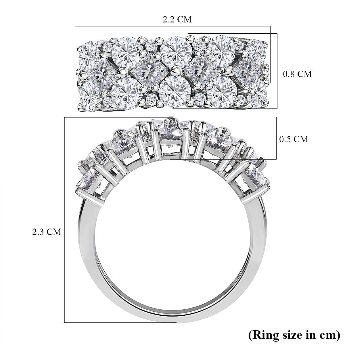 D'Joy - Moissanite Cluster Ring in Platinum Overlay Sterling Silver 2.20 Ct. 7560292 5