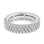 Moissanite Cluster Ring in Platinum Overlay Sterling Silver.
