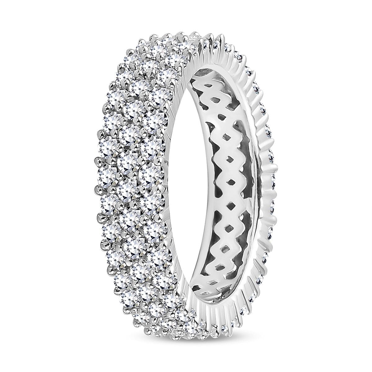 Moissanite Cluster Band Ring in Platinum Overlay Sterling Silver. 7138702 3
