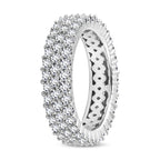 Moissanite Cluster Ring in Platinum Overlay Sterling Silver.