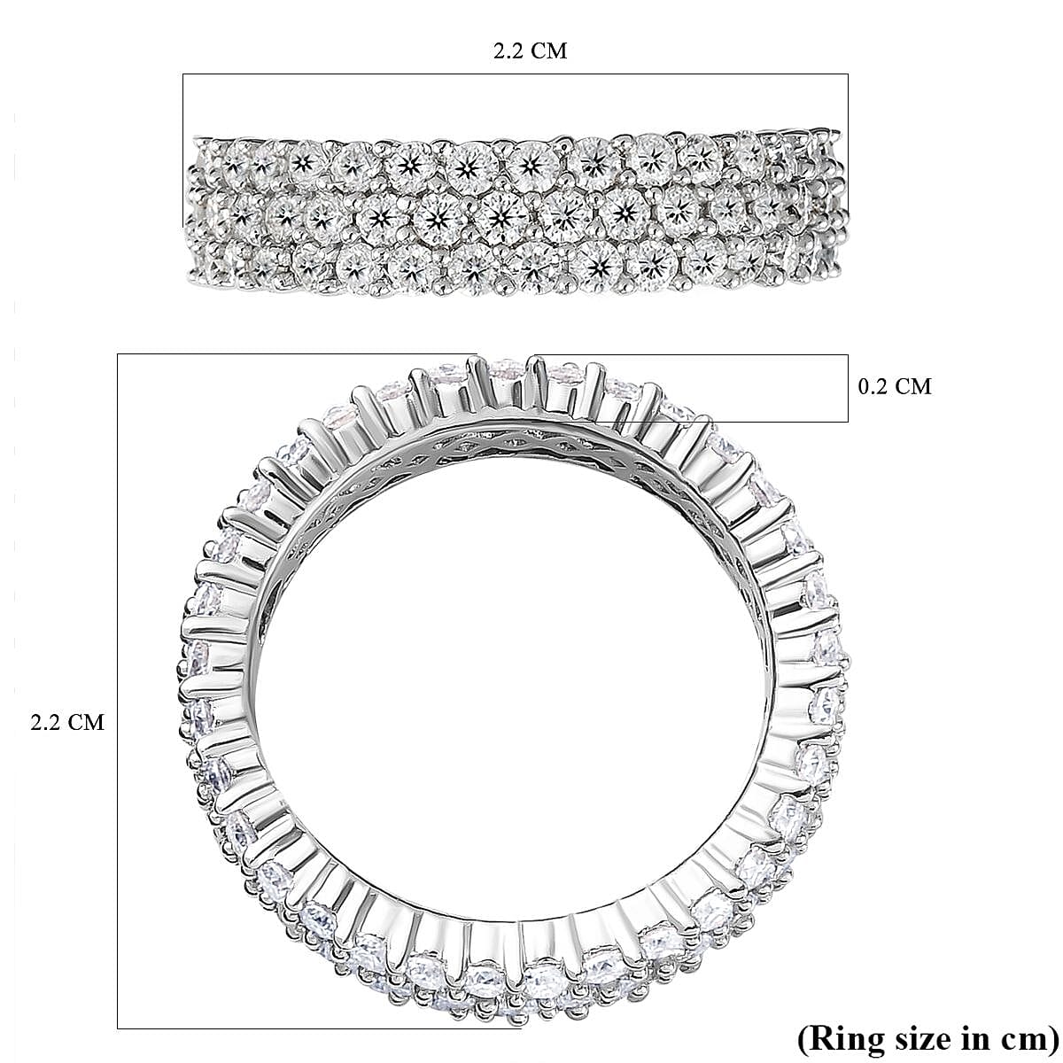 Moissanite Cluster Band Ring in Platinum Overlay Sterling Silver. 7138702 4