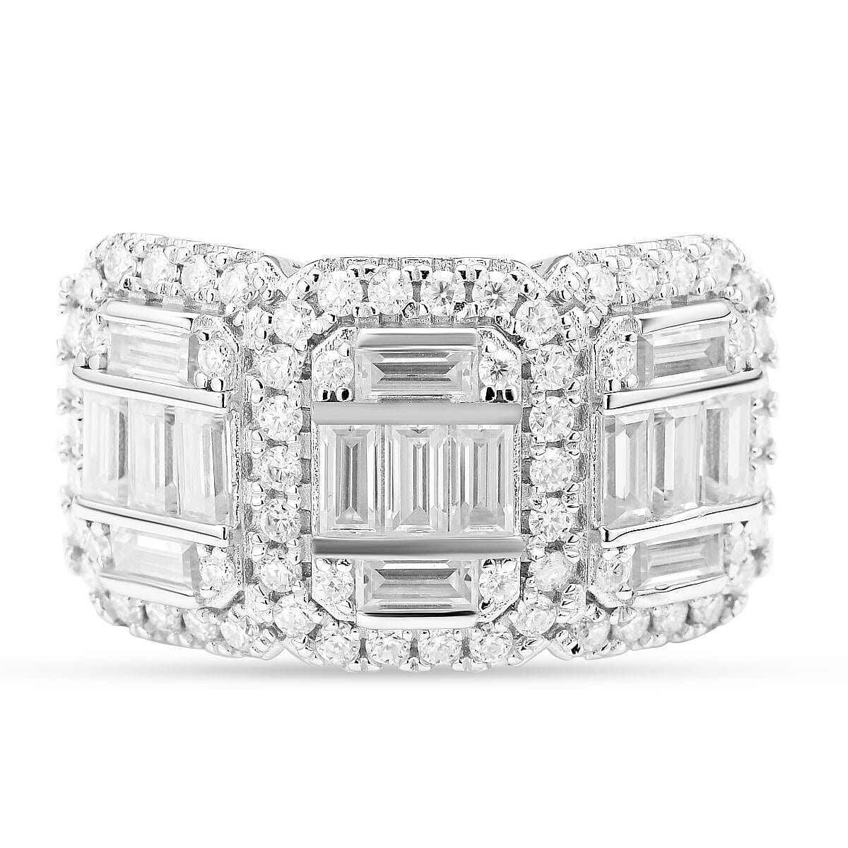 Moissanite Ring in Rhodium Overlay Sterling Silver 2.97 Ct. 7080411 0